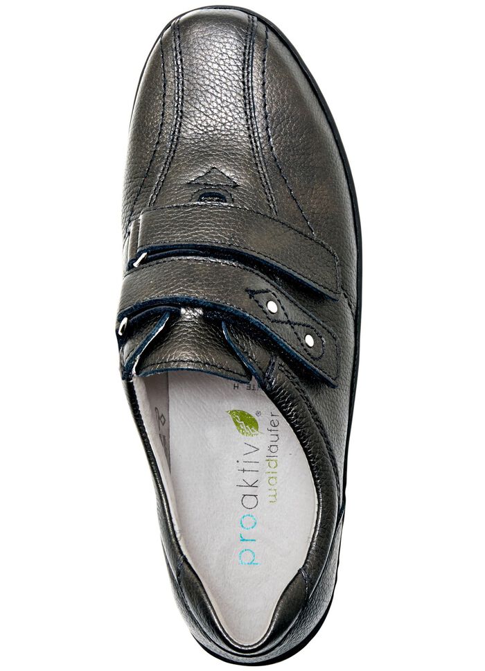 Waldläufer, comfortabele damespantoffels, breedte H, met uitneembaar voetbed OUDZILVER