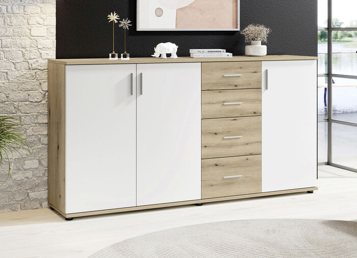 Moderne, combineerbare dressoirs EIKENHOUT-WIT