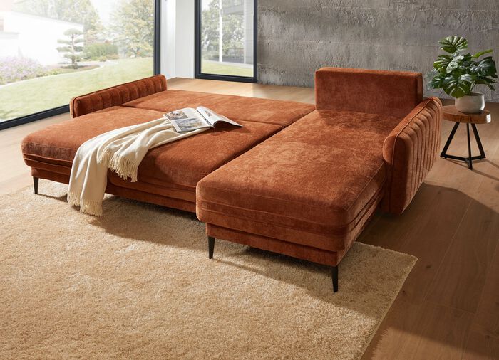 Gestoffeerde hoek met bedfunctie en bedkast AARDE