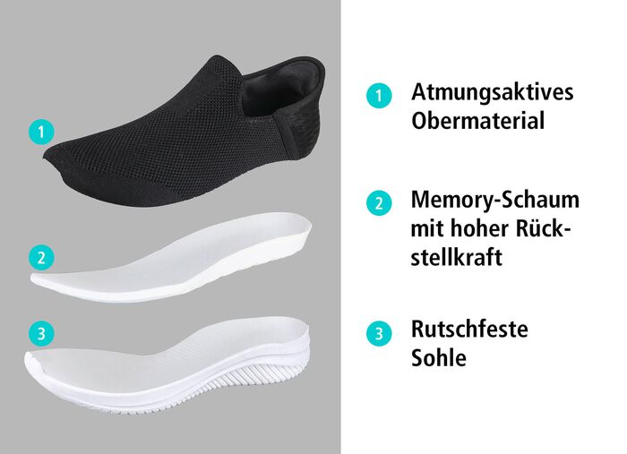Comfortabele, soepel glijdende, elastische sneaker met memory foam 