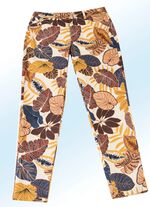 Broek met glanzende gekleurde inkjetprint 