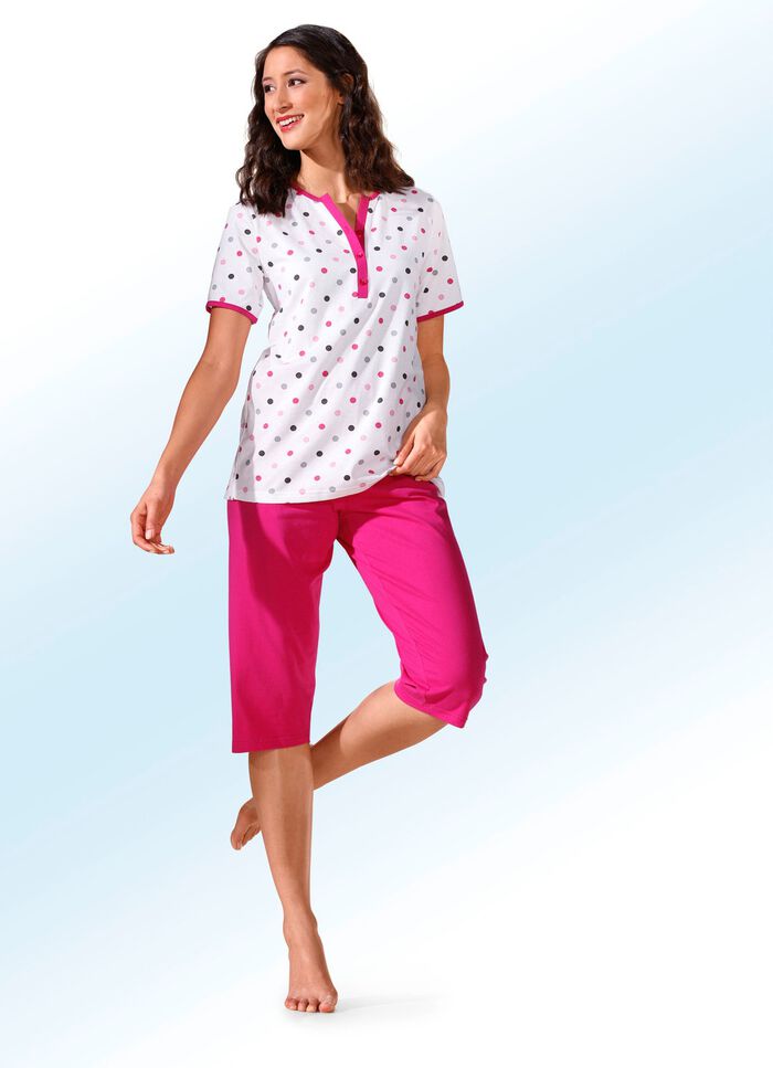 Set van twee pyjama&lsquo;s, met stippen, met lange en korte mouwen 