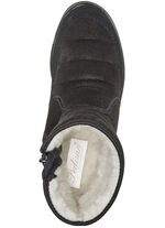 Enkellaarsjes van zacht, gewatteerd nubuckmateriaal ZWART