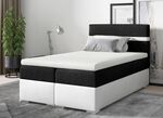 2-kleurig boxspringbed met bedbox en topper WIT-ZWART