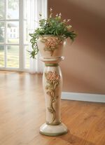 Zuil met plantenbak van Italiaans keramiek BEIGE-KLEURIG