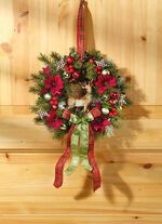 Muurkrans met kerststerbloemen 