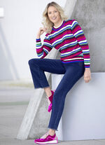 Jeans met trendy franjes aan de zoom DONKERBLAUW