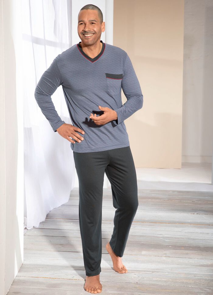 Pyjama met modal, V-hals en borstzak 