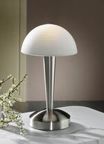 Tafellamp van metaal en glas met gloeilamp NIKKEL, MAT