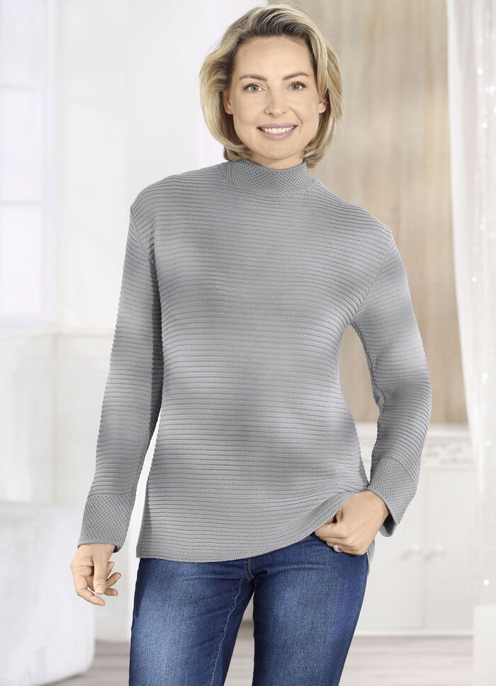 Trui in een gemengde structuur GRIJS GEMÊLEERD