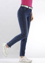 Elegante jeans met leuke decoratieve kralen DONKERBLAUW