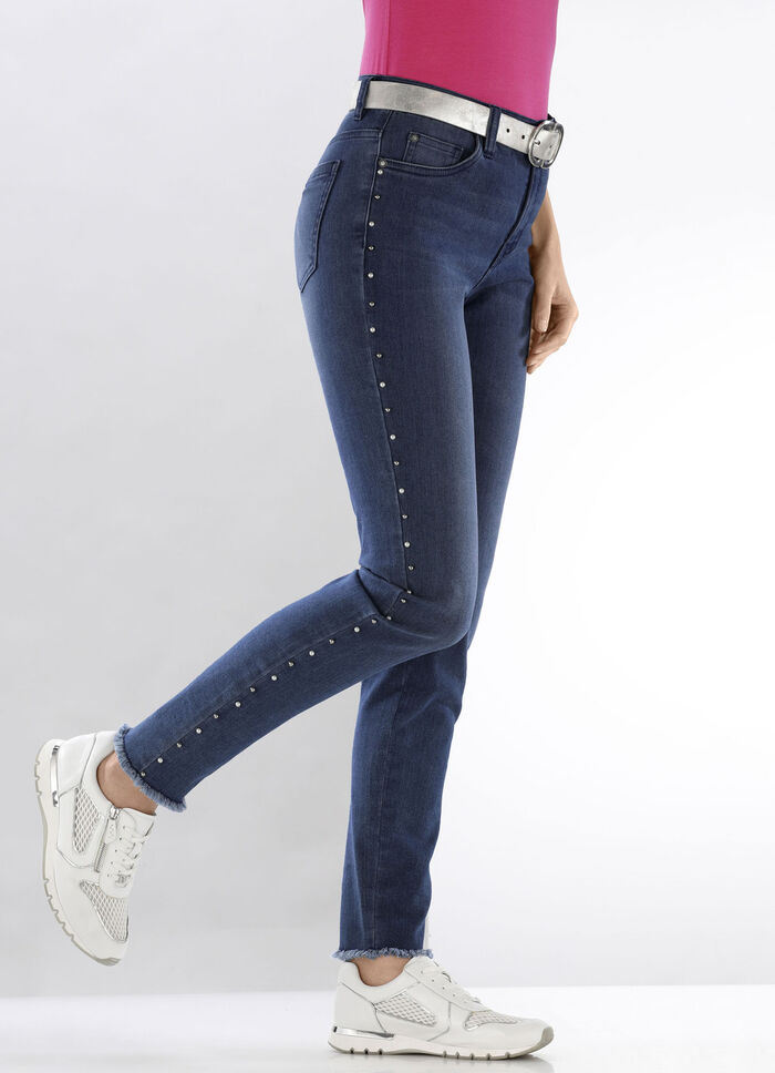 Elegante jeans met leuke decoratieve kralen DONKERBLAUW