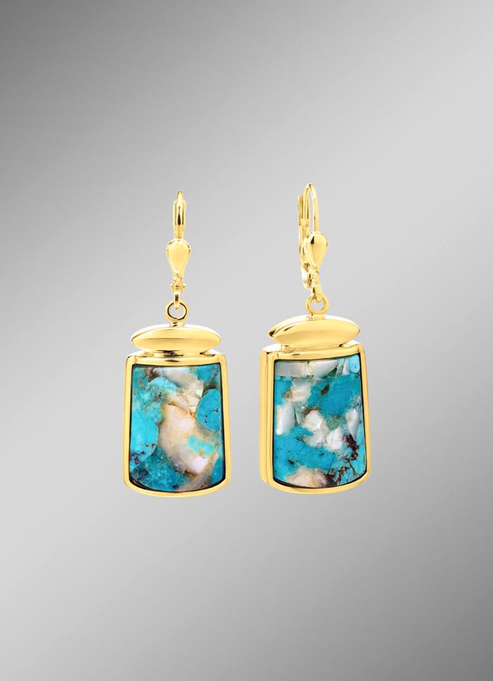 Oorbellen met geconserveerde turkoois en geconserveerde parelmoer 