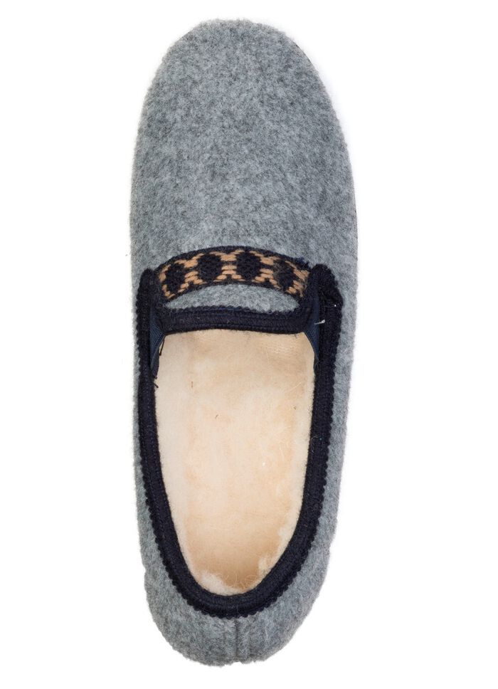 Klassieke damespantoffels, met elastische band GRIJS-MARINEBLAUW