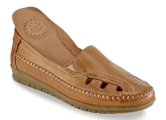 Gemini pantoffels met elastische zijkanten COGNAC