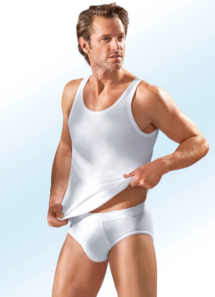 Schiesser set van drie slips van fijnribstof met gulp, wit 