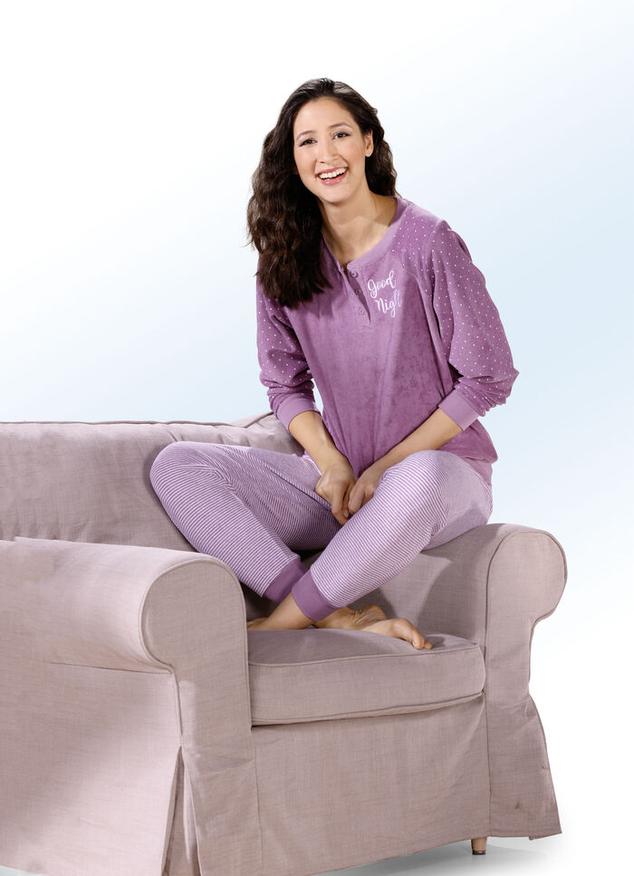 Pyjama van stretchbadstof met knoopsluiting 
