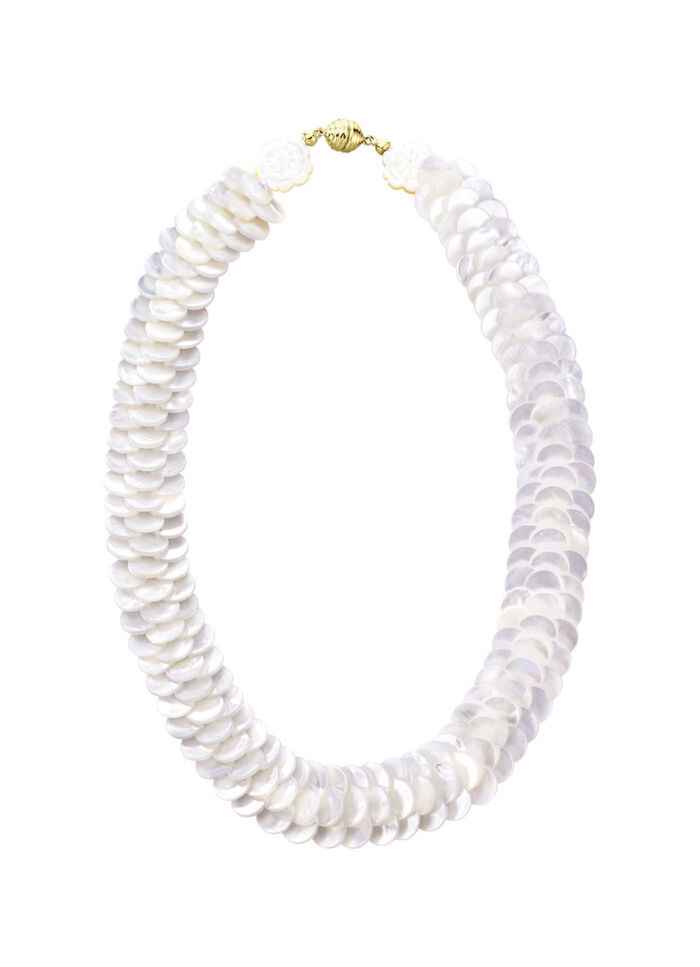 Glinsterende ketting met echte parelmoer 