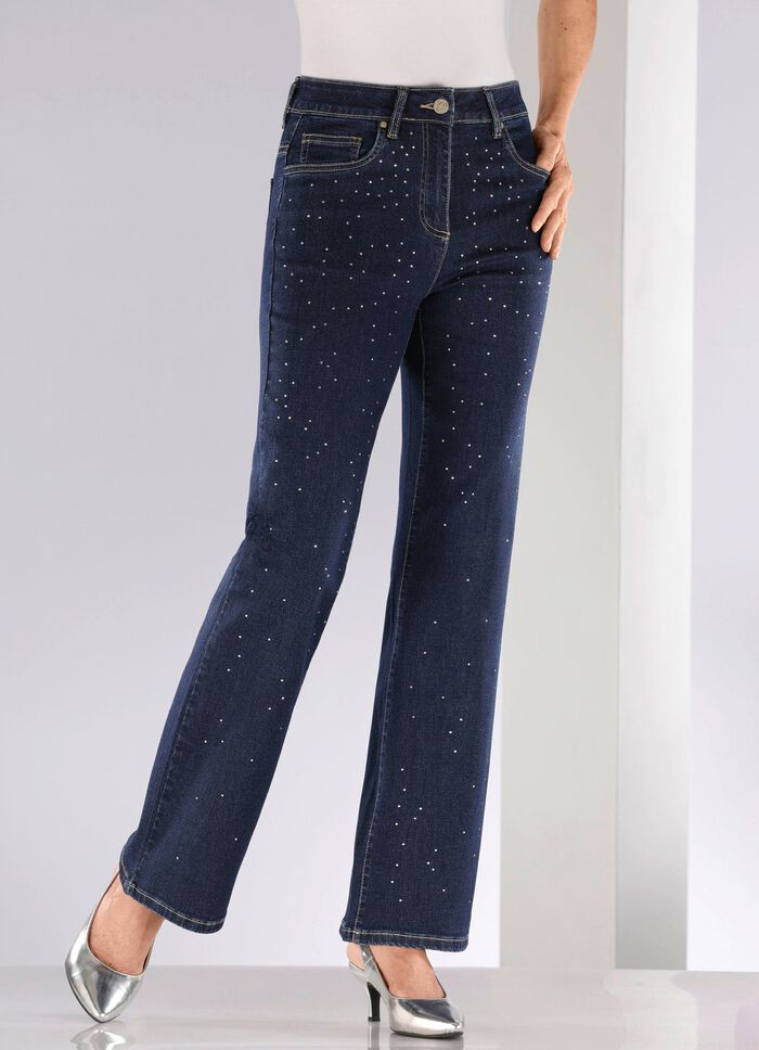 Luxe jeans met decoratieve strass steentjes 