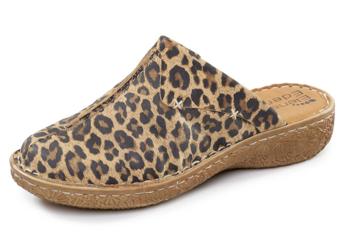 ELENA EDEN, klassieke damesklompen, breedte G, met elastische band BRAUN-LEO