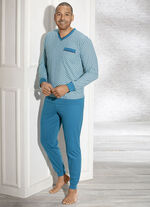 Pyjama met V-hals, borstzak en boorden 