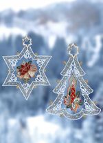 Raamafbeelding met kerstboom en ster, set van 2 