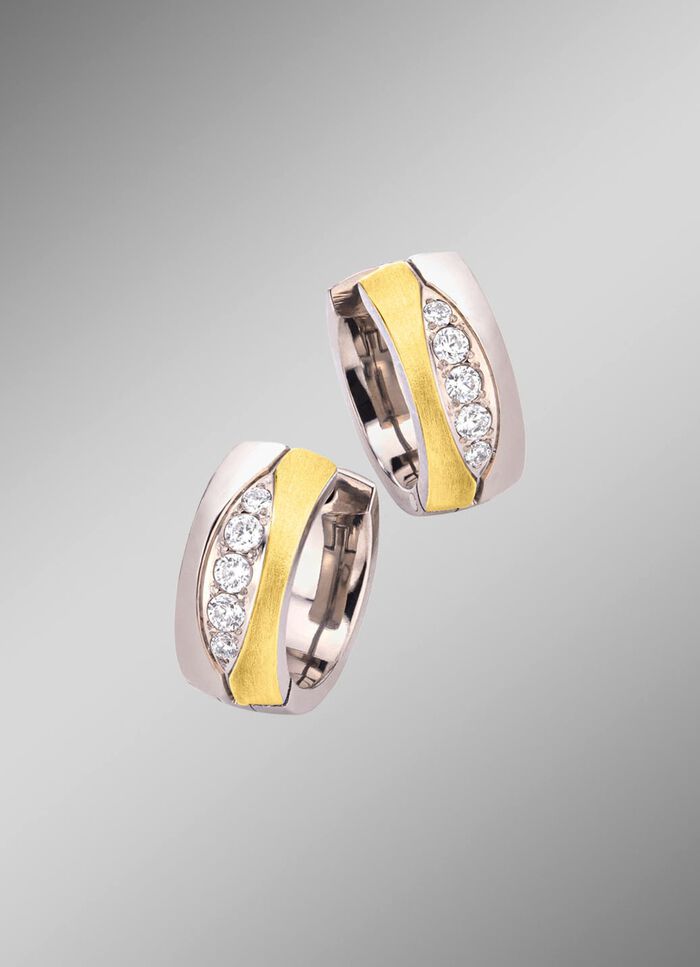 Creolen in twee kleuren met synthetische zirkonia 