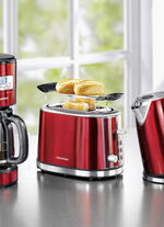 Grundig ontbijtserie gemaakt van hoogwaardig gelakt roestvrij staal ROOD