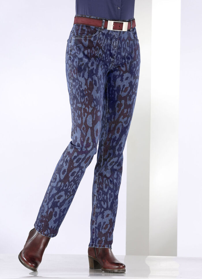 Jeans met trendy dierenbontdessin 