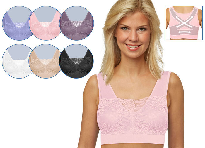 Comfort kanten bh in een set van 3 WIT HUIDKLEURIG ZW