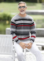 Modieuze ronde hals trui in 2 kleuren GRAU-SCHWARZ-ROT