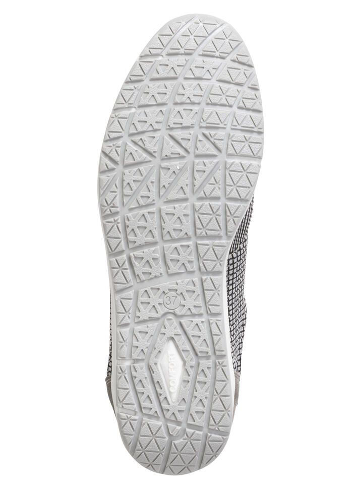 ELENA EDEN veterschoen met leren details ZWART-WIT-TAUPE