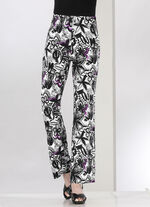 Broek met glanzende gekleurde inkjetprint 