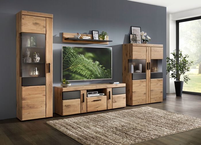 Wandmeubel met antracietkleurige elementen 