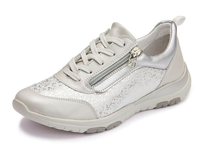 ELENA EDEN sneakers met veters WIT-ZILVER