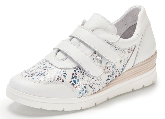 Sneakers gemaakt van glanzend bedrukt elastisch materiaal WIT