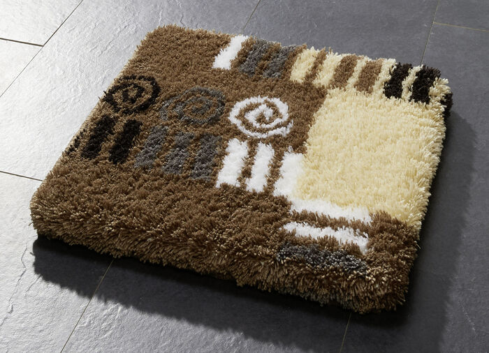 Badkamerset met antislip latex achterkant BRUIN