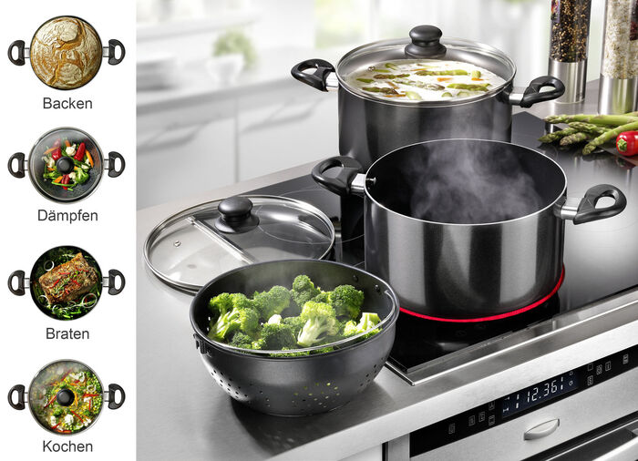 Pannenset van aluminium, 6-delig 