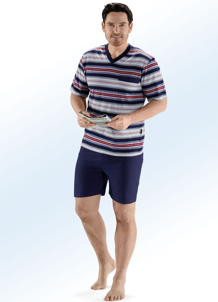 Shortama&lsquo;s, pak van twee, met V-hals en borstzakje 