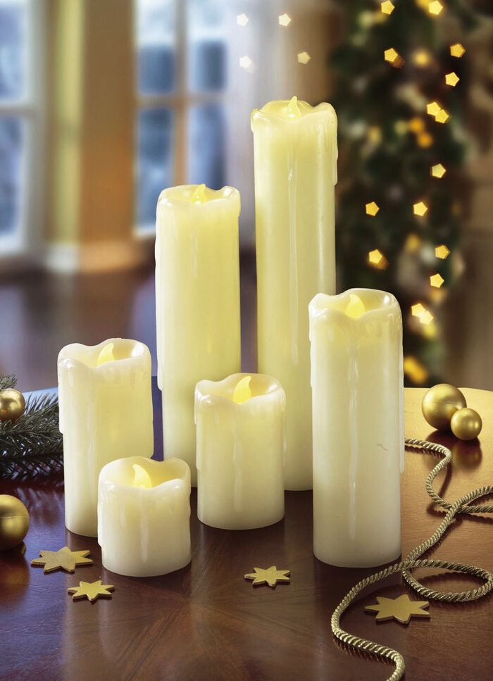 LED-kaarsen van echte was, set van 6 CR&Egrave;ME