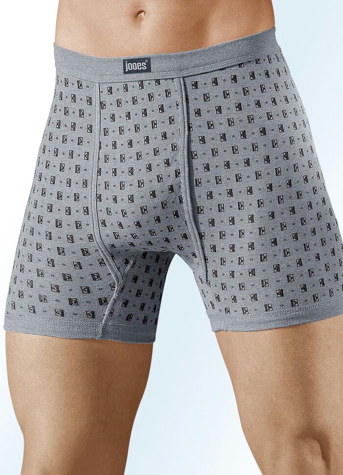 Set van drie onderbroeken van fijne ribstof, met bont dessin 