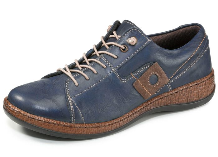 Sneakers gemaakt van nappaleer met een gerimpelde structuur NAVY-BRUIN