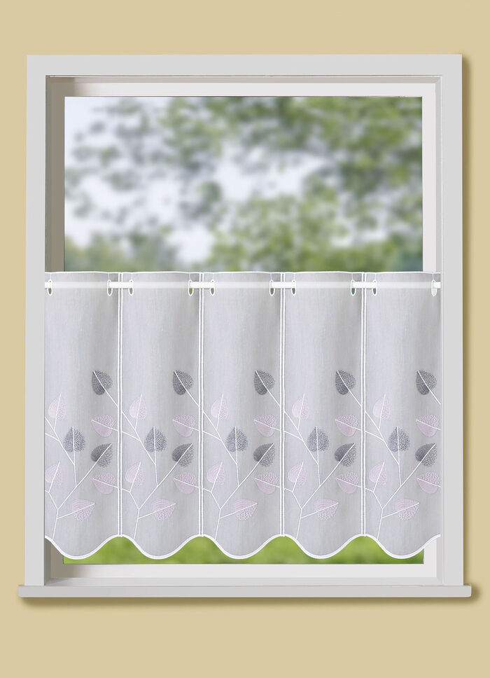 Fijn geborduurd klein raamgordijn 