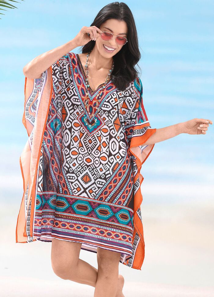 Sunflair tuniek met geplaatst printdessin, licht transparant 