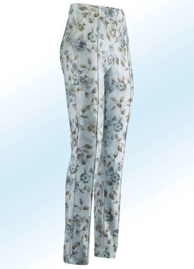 Broek met harmonieus bloemendessin 