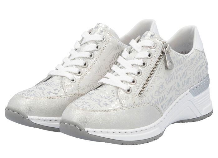 Rieker vetersneakers gemaakt van bedrukt synthetisch materiaal LICHTGRIJS-ZILVER
