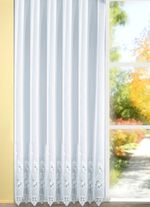 Lange vitrage met plauener kant WIT