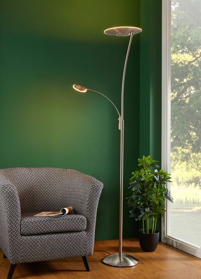 Vloerlamp met plafondschijnwerper 