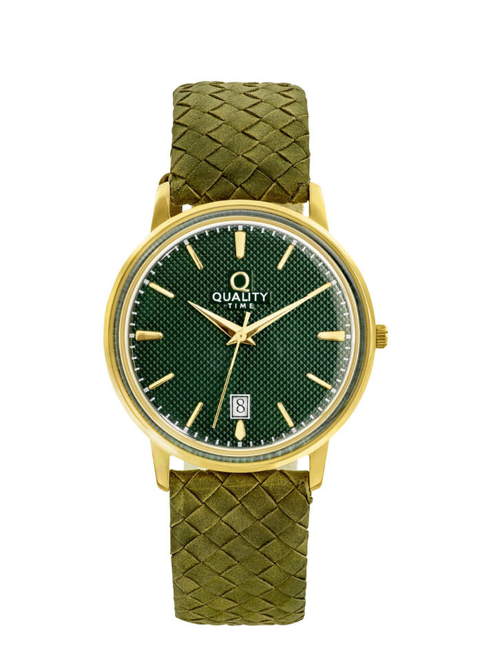 Quartz herenhorloge met vergulde metalen kast 