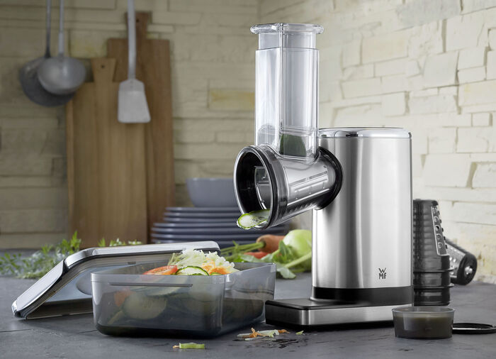 Compacte en ruimtebesparende WMF multirasp van Cromargan&reg; roestvrij staal 